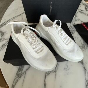 Prada America's Cup White Technical Nylon 1 Sneakers 4E3608 Mens UK 7